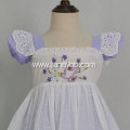 Boutique purple embroidered summer causal baby girl dress